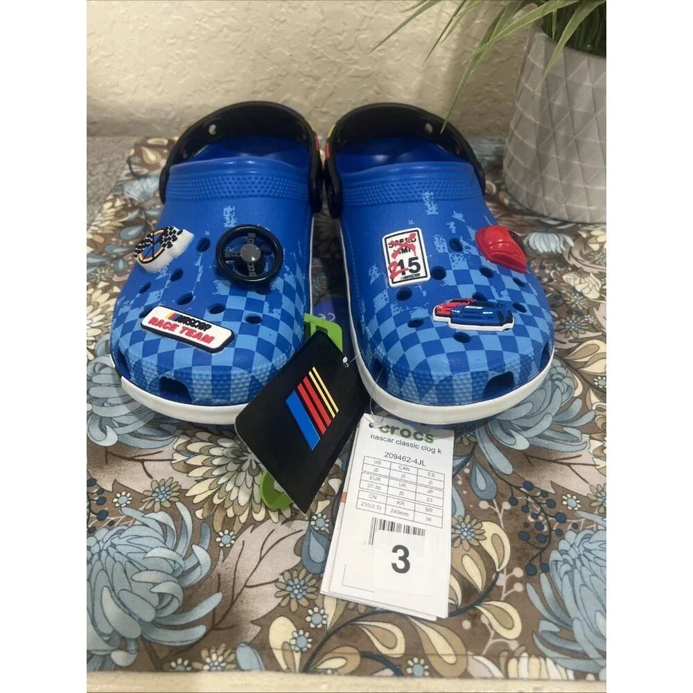 Crocs Unisex Kids NASCAR Bright Cobalt Durable Croslite Clog Size J 5